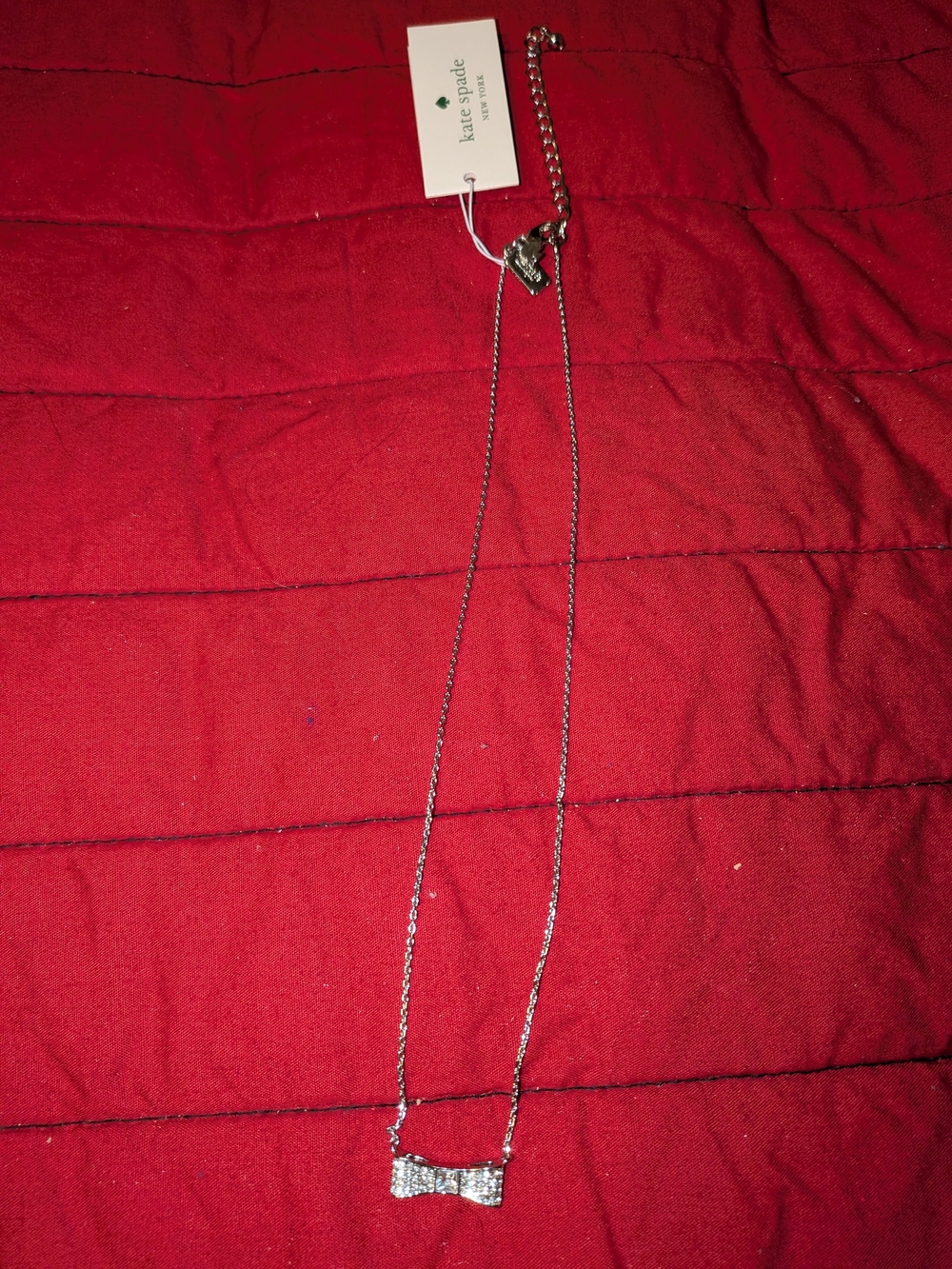 kate spade Silver Bow Pendant Necklace + Dustbag - Picture 4 of 6